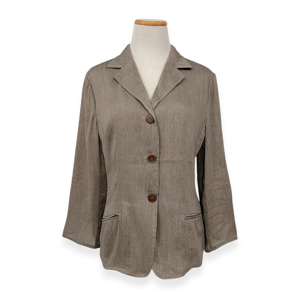 VINTAGE Armani Collezioni | 8 | Taupe/Grey Linen Silk Blend Tailored Blazer